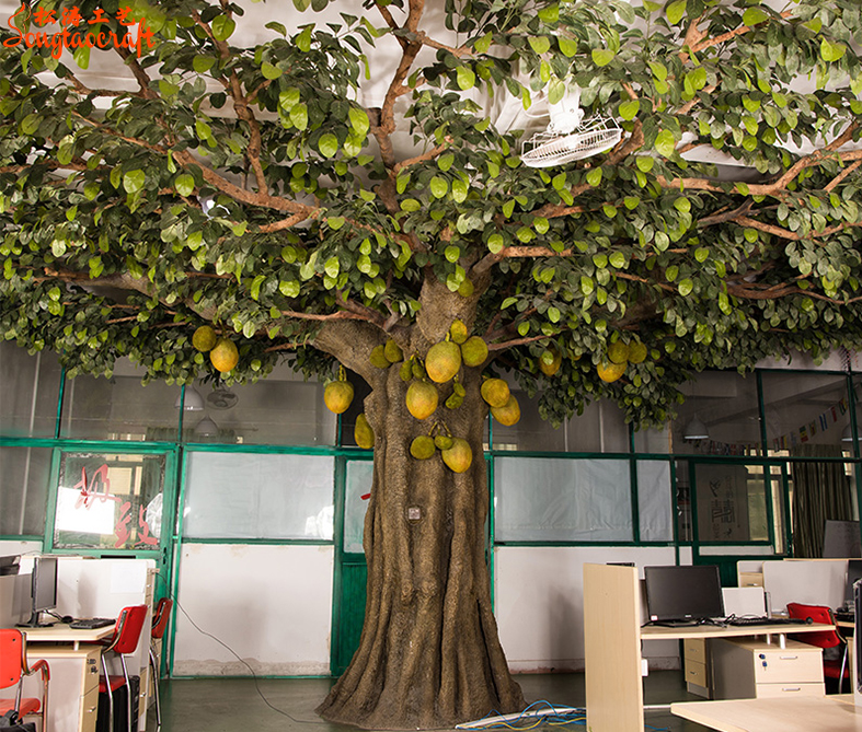 松濤辦公室內包柱子仿真樹假植物設計